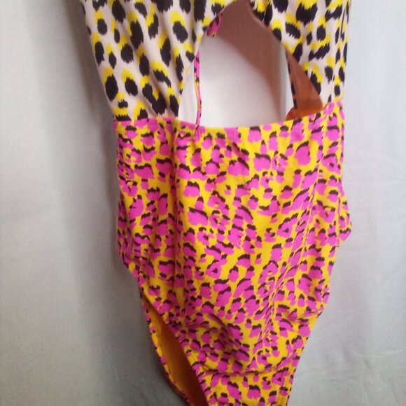 Arizona Jeans Co. Swimsuit L Women One Piece High Cut Animal Print Colorful - Picture 10 of 14